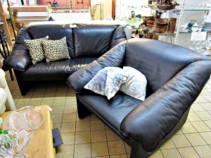 Sofa Leolux 2er Sessel Leder schwarz