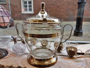 Dekoration schöner Wohnen Bowle Set Glas / silber 50er Jahre