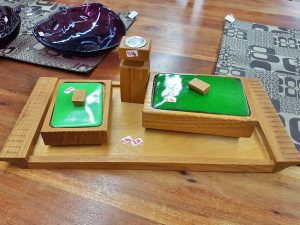 Dekoration schöner Wohnen Tischset Holz / grün 60er Jahre