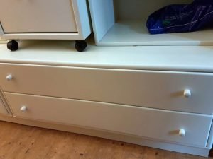 Wohnwand Holz weiss Hülsta Schubladen