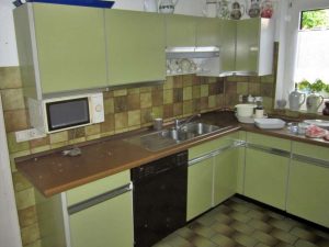 Einbauküche mit Elektrogeräten retro grün