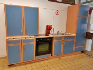 Einbauküche Küchenzeile mit E-Geräten Buche blau