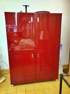 Kommode Schrank Hochglanz rot