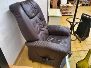 Fernsehsessel mit Aufstehhilfe Leder dunkelbraun