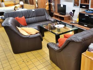 Sitzgarnitur Couch Leder dunkelbraun