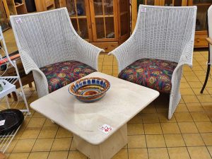 Armsessel Rattan weiss