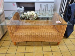 Wohnzimmertisch Rattan mit Glas