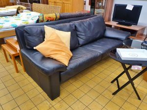 Couch Sofa 2er (3er) Leder schwarz