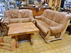 Couchgarnitur 3er 2er belgische Eiche braun