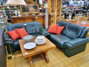 Couch Sofa leder-Garnitur Longlife grün