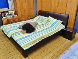 Doppelbett mit Lattenrosten Kunstleder dunkelbraun