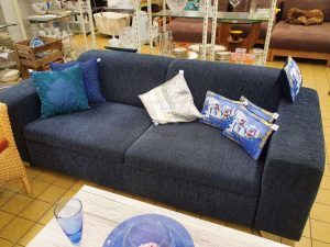 Couch Sofa 2er Stoff graublau