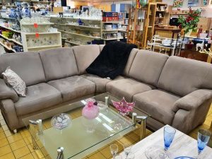 Eckcouch Ecksofa Velourlederoptik cappuccino