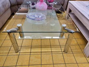 Couchtisch Glastisch Chromgestell