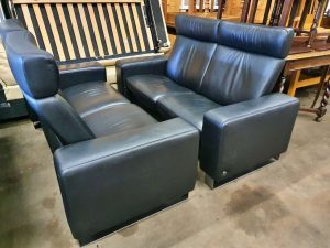 Sofa Couch 2er Stressless verstellbar Leder schwarz