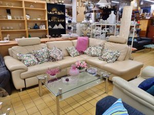 Ecksofa Wohnlandschaft mit Schlaffunktion Leder hell