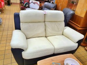Relaxsofa 2Sitzer Leder weiss verstellbar