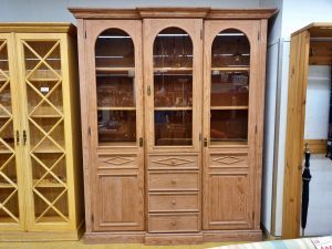 Vitrinenschrank Vitrine Weichholz lasiert