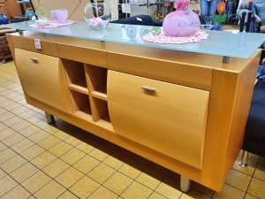 Kommode Sideboard Buche mit Glasplatte