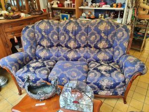 Couch Sofa mit 2 Sesseln Chippendale Stil Royalblau