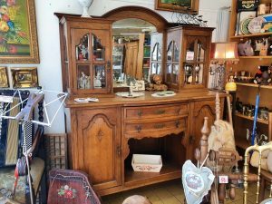 Buffetschrank Aufsatzschrank mit Vitrinenteil Eiche antik