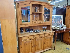 Buffetschrank Aufsatzschrank mit Vitrinenteil Weichholz